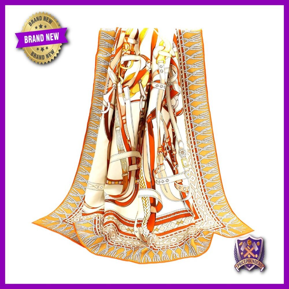Large 100% Mulberry Silk Scarf 34" Square Lightweight Versatile Wrap